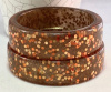 LG170 coppery brown glitter & iridescent confetti lucite bangles
